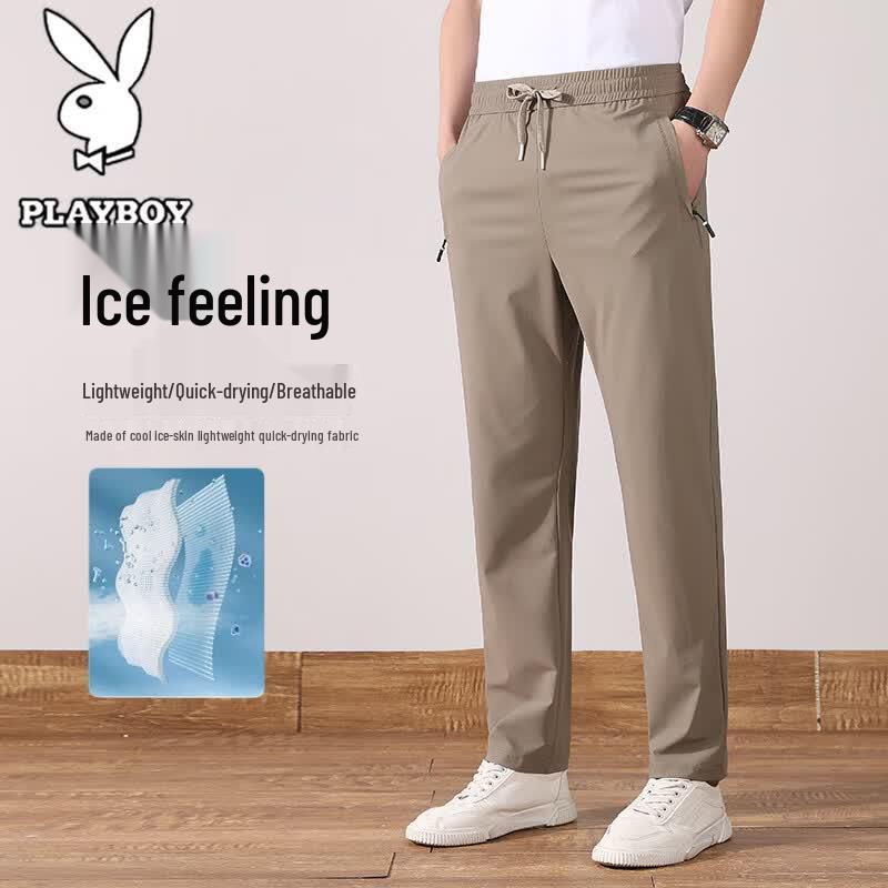PLAYBOY Men s Summer Quick-Dry Straight-Leg Casual Pants M