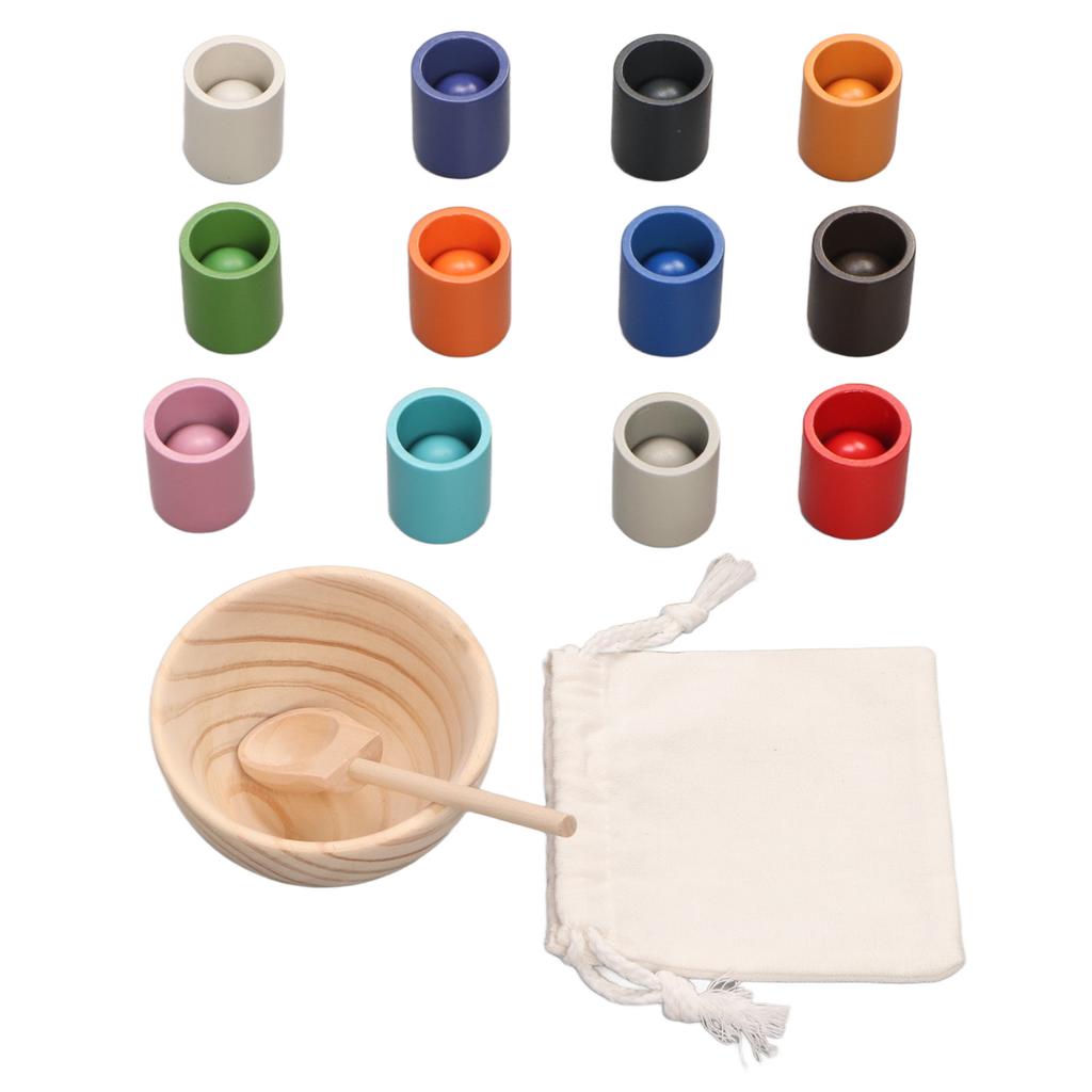 Balls Cups Color Sorting Toy Fine Motor Training Color Sorting Early Educational Wooden Sorter Game