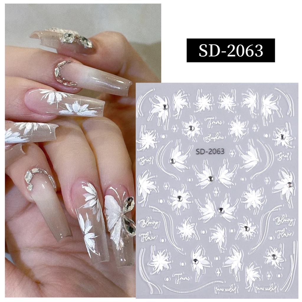 5D Relief Ins Wind Nail Art Sticker Premium Light Luxury With Diamond Bronzing Nail Sticker