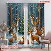 2pcs,2D Plane Printing Contemporary Curtains Forest Animals Christmas Woodland Festive Versatile Polyester Fabric (without Rod)