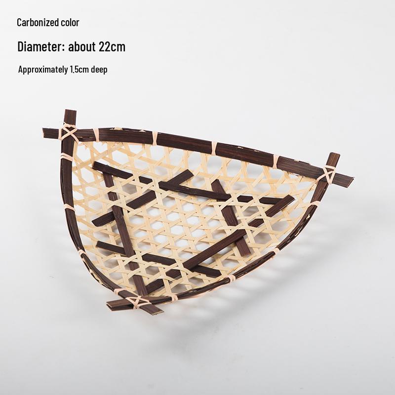 Handmade Bamboo Weaving Sieve Basket Storage and Snack Plate Set