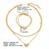 Cross Stainless Steel Double-Layer Bow Knot Anklet with Colorfast 18K Electroplated Bead Clasp