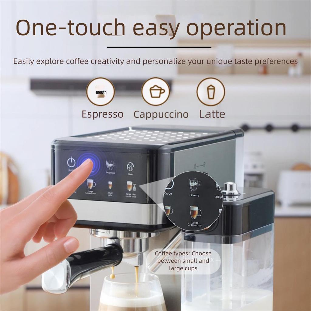 Italian Automatic Coffee Machine with Milk Frother and Color Screen Control