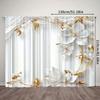 2pcs Elegant White Floral Print Sheer Polyester Curtains with Gold Accents & Rod Pocket  for Bedroom   Living Room   Kitchen & More