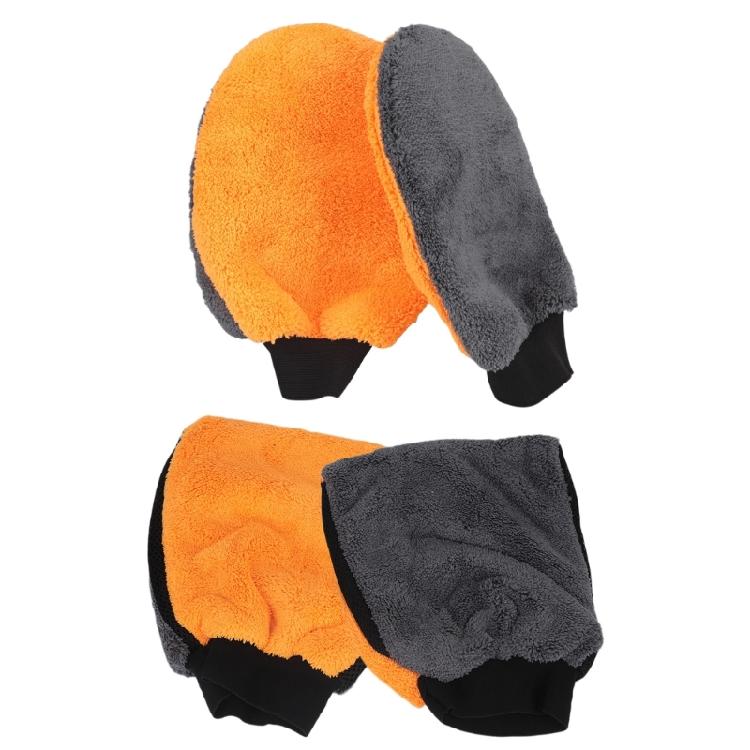 Vehicle Cleaning Mitt Pair with Double-Sided Soft Fleece Texture and Elastic Cuff for Wet Dry Washing and Household Wiping