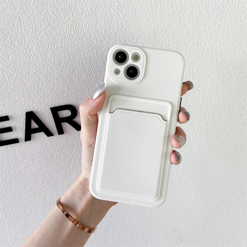 Měkký silikonový držák na karty pouzdro na telefon pro iPhone 16 15 14 13 12 Pro Max Mini Plus kontrastní barva tlačítka nárazuvzdorný zadní kryt