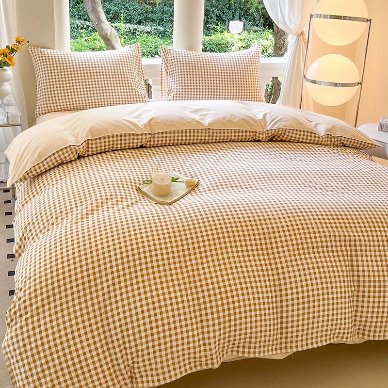 

Black White Small Checks Printed Bed Set Floral Duvet Cover Pillowcase Bedding Set Bed Sheet Quilt Cover Single Queen King Size Cover 150x200cm 3pcs
