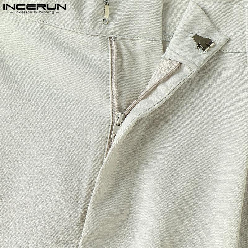 INCERUN 2PCS Men Lapel Neck Short Sleeve Shirt Long Straight Pants Sets Two Pieces Outfits