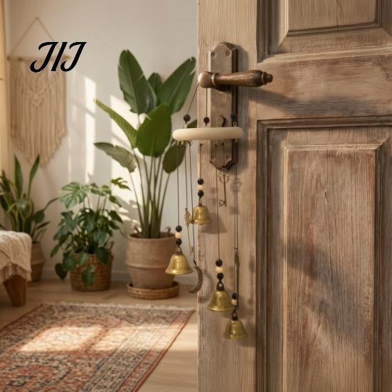 Crescent Moon Star Wall Art Witch Bell Wind Chime with Keys, Vintage Outside Hanging Chime, Small Metal Pendant Handmade Decorative for Patio,