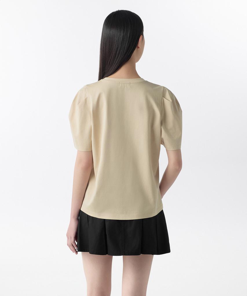 MUSINSA STANDARD WOMAN Women'S Silket Puff Sleeve T-Shirt [Light Beige]