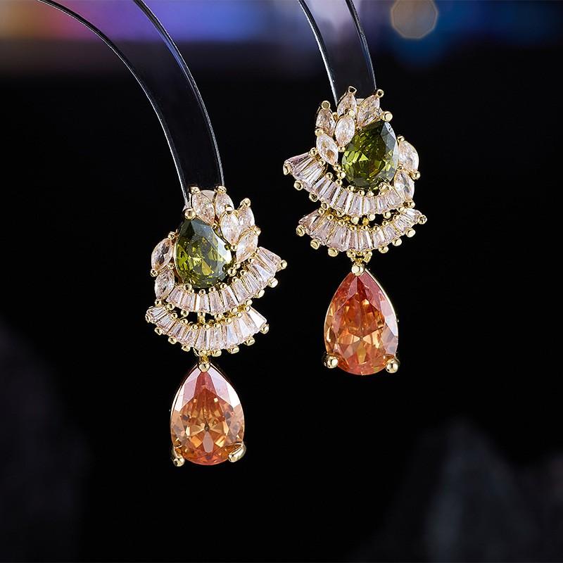 Elegant Zircon Waterdrop Earrings Women Sterling Post Lightweight Luxury Minimalist Jewelry