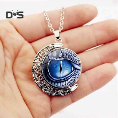 Tokay Unisex Rotate Round Dragon Eye Pusmėnulio mėnulio pakabukas ilgos grandinės karoliai