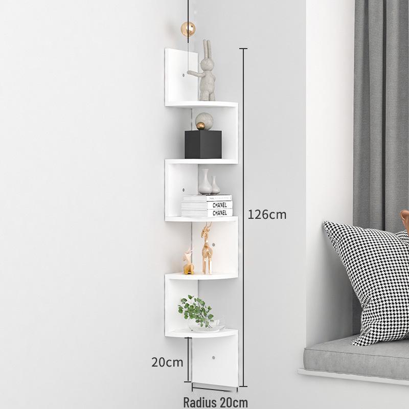 Punch-Free Corner Wall Shelf - Triangular Kitchen Bookshelf & Cabinet