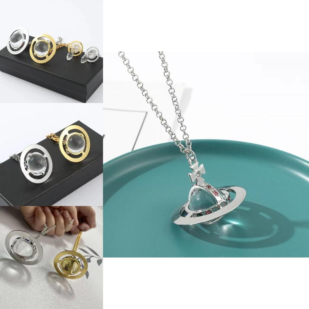 Saturn Necklace Luxurious And Earring Set Crafted With Premium Alloy Materials