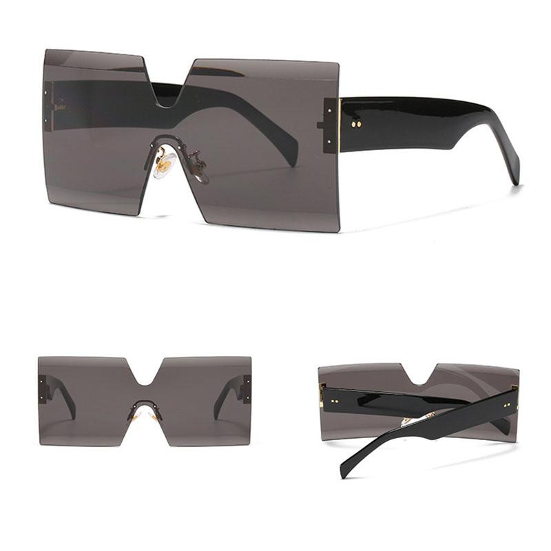 Rimless Oversized Sunglasses Women For Men Luxury Brand Designer Vintage Sunglasses Popular Rivet Shades Uv400