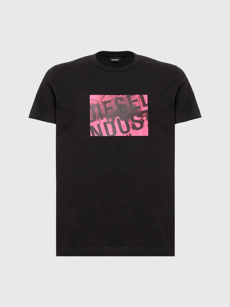 Diesel Men's Printed Crew Neck Short Sleeve Slim Fit T-Shirt, White, Size 2XL, A020700AAXJ, 100