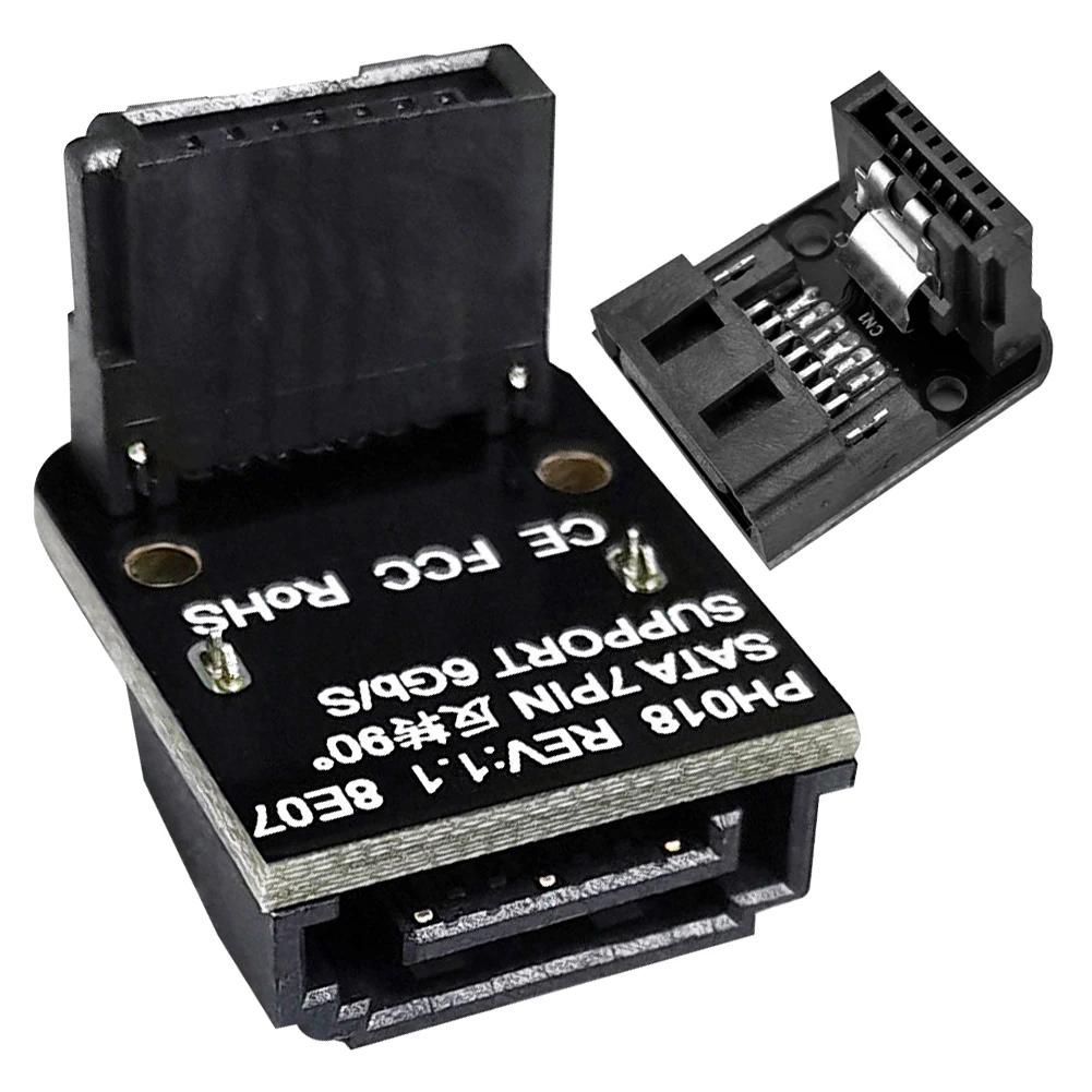 SATA 7Pin Buchse auf 7pin Stecker Adapter 90 Grad Winkel Winkeladapter 6Gbps Auf /Ab Mainboard Motherboard für Desktops SSD HDD