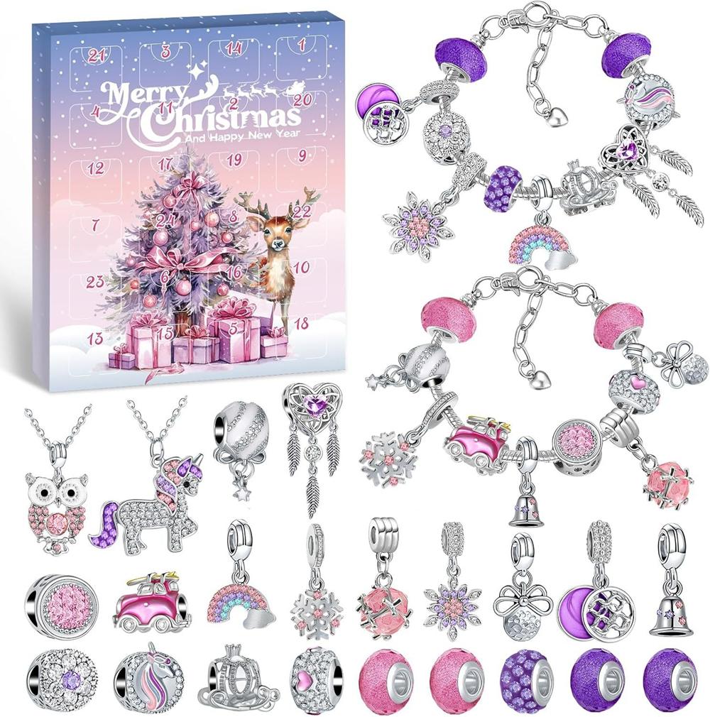 Colorful Crystal Bracelet Making Kit Christmas Blind Box Advent Calendar Diy Set For Women Birthday Valentines