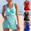 Hollow Out Splicing Bikini Swimsuit Women Two Pieces Swimwear Brazilian Tankini Set Female Beachwear Bathing Suit S-4XL