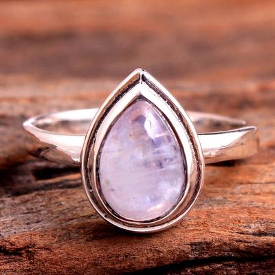 Silver Charm Ring, Gifts Fir Her, Natural Gemstone, Moonstone Ring, Silver Jewelry