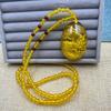 Inner Carved Heart Sutra Thousand Hand Guanyin Golden Amber Intaglio Pendant Necklace  Jewelry Mother'S Day Gift