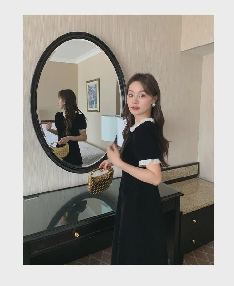 2024 Winter French Style Velvet Dress with Elegant Sleeves - Interpretation of Beauty F2197