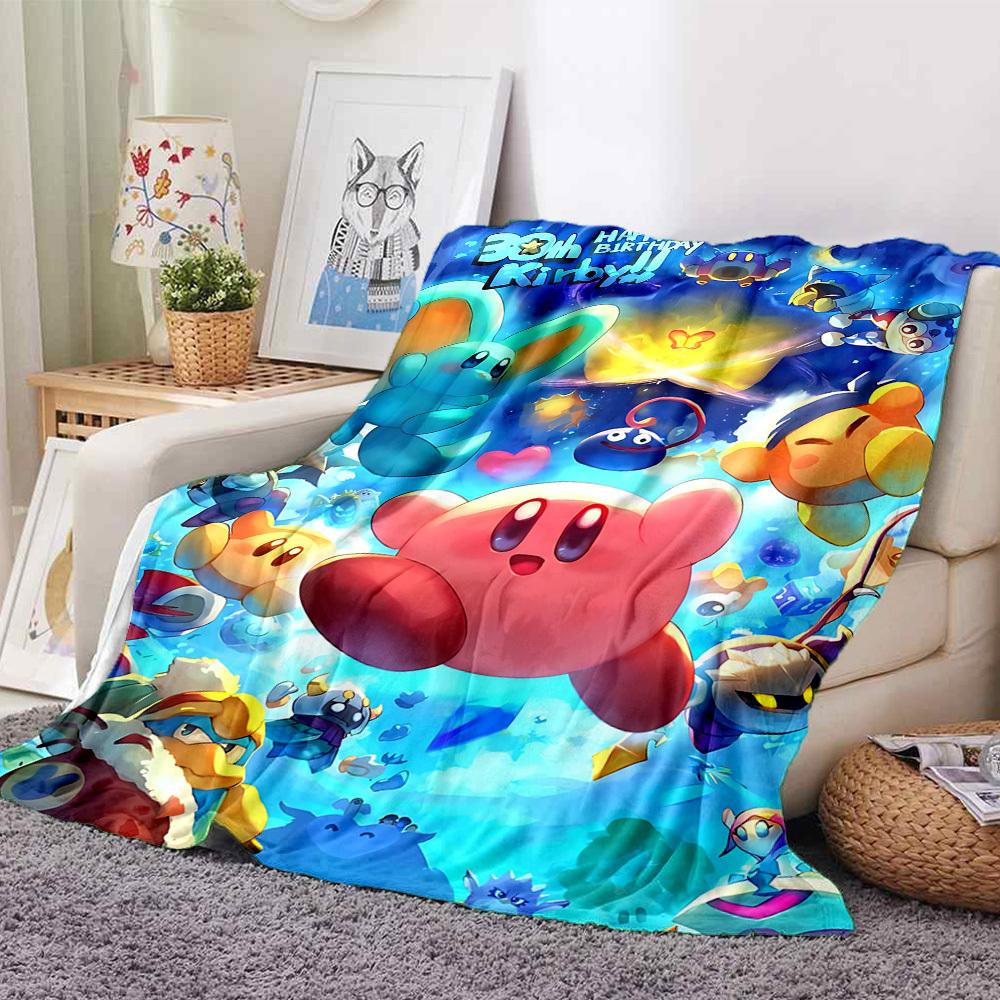 1pc Kirby Characters Soft Skin-Friendly Flannel Blanket with Digital Printing, Various Sizes Available for Family, Friends, Birthday