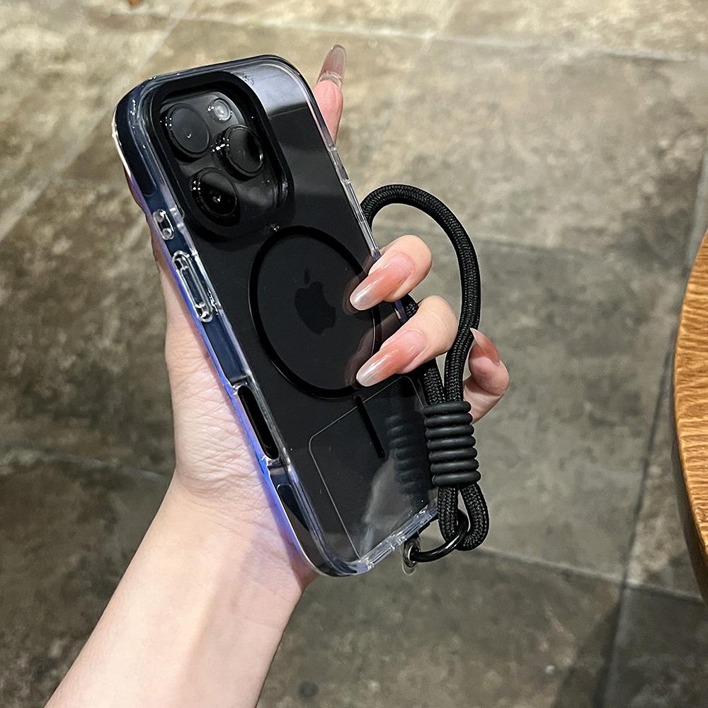 

Роскошный прозрачный мягкий чехол для беспроводной зарядки Magsafe для iPhone 16 15 14 Plus 13 12 11 Pro Max противоударный бампер TPU чехол-ремешок For iPhone 12Pro Max