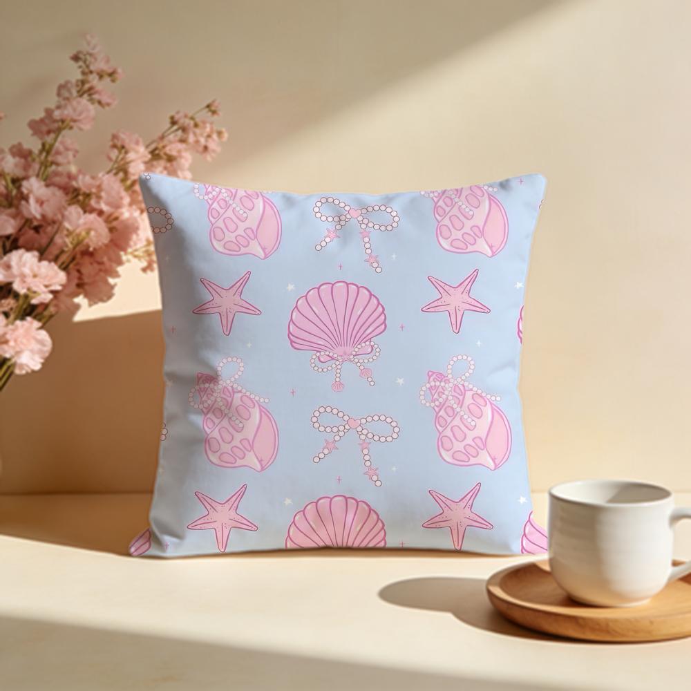 Oceanic Seashell Pattern Cushion Cover Soft Pillow Cases for Home Bedroom Living Room Sofa