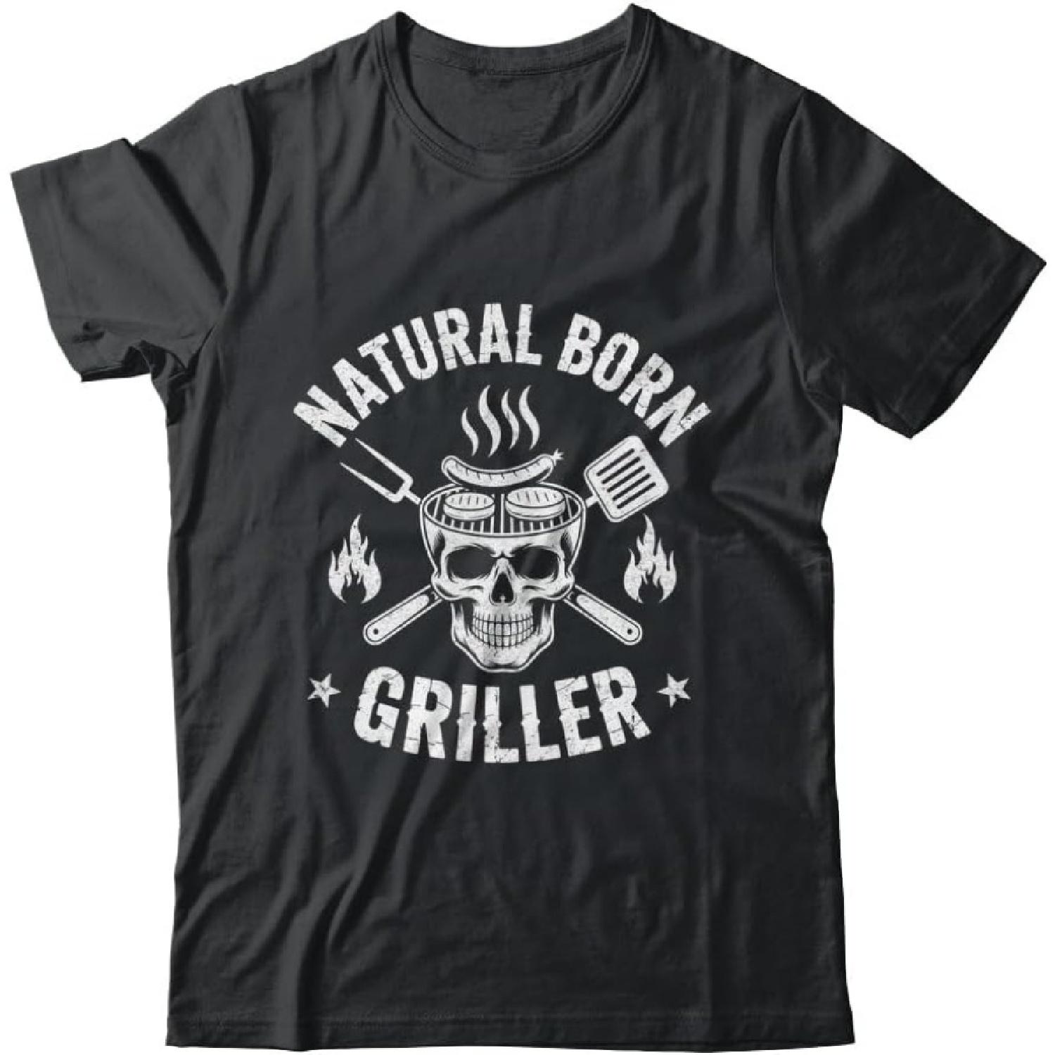 Natural Born Griller Funny BBQ Joke for Grill Lovers Shirt Short Sleeve Tee S