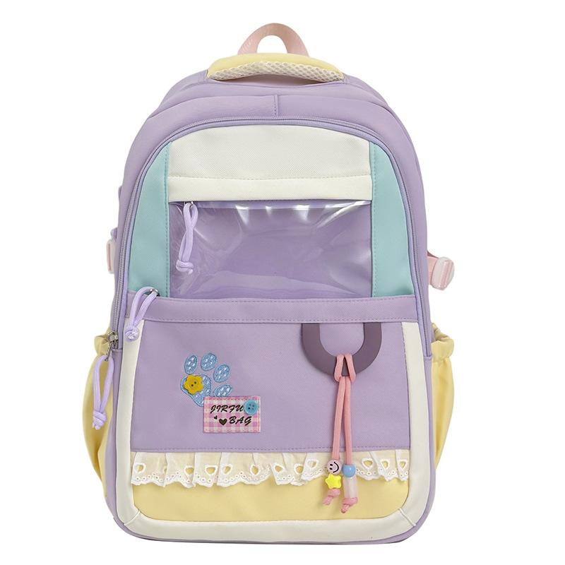 Schoolbag high value ins cute schoolbag female versatile two-dimensional transparent pain bag backpack high school student large capacity backpack