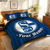 Schalke Fanartikel Benutzerdefinierter Namensmuster Bettwäsche Steppdecke Set Bettbezug Kissenbezug Heimgeschenk(1 Bettbezug + 2 Kissenbezüge, ohne Füllung)