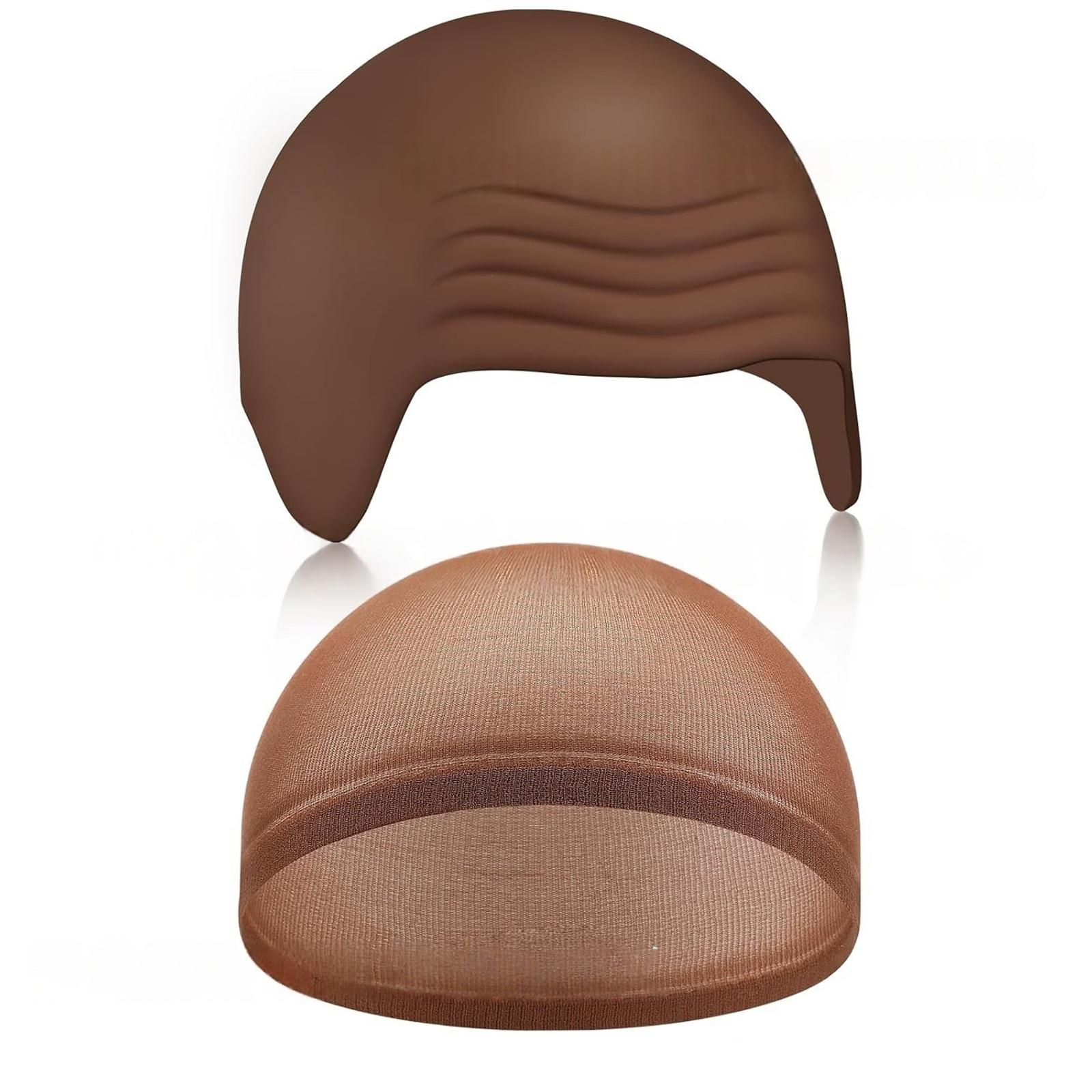 Halloween Bald Caps with Hair Net Latex Bald Caps Bald Wig Caps Cosplay Accessories for Halloween Christmas Party Decor