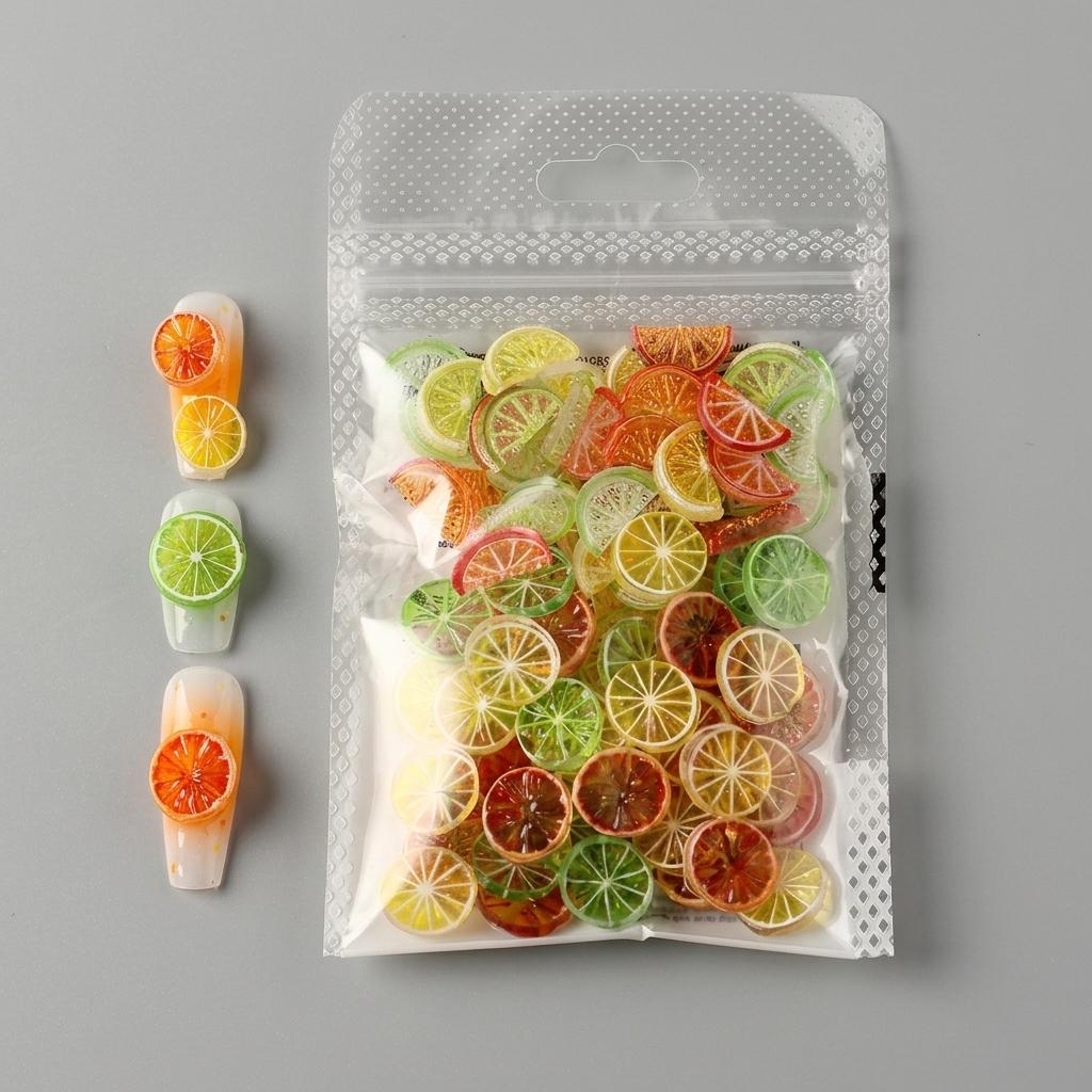 Summer Style Lemon Slice-Resin Nail Art Decorations Transparent Mixed Designs For DIY Manicure