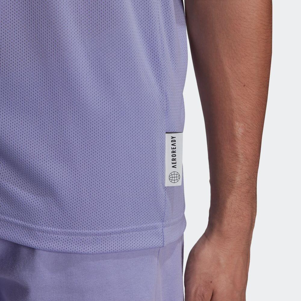 adidas T Shirts Men's Purple Crew Neck Moderate Straight Fit HB6555