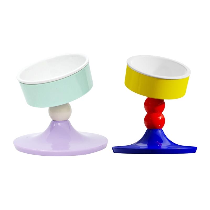 Elevated Cats Food Dish Adjusting Angled Ceramic Pet Bowl AntiSlip Design Food Feeders Bowl For Small Breeds Cats Indoor