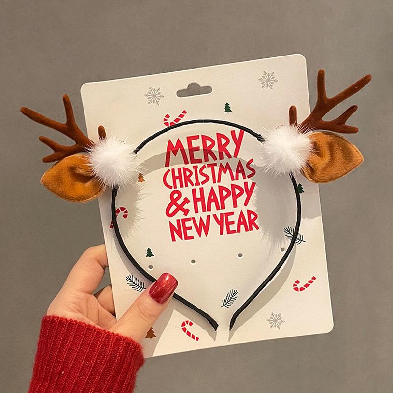 Mori Style Reindeer Antler Headband & Clips - Festive Red Hair Accessories for Women and Children