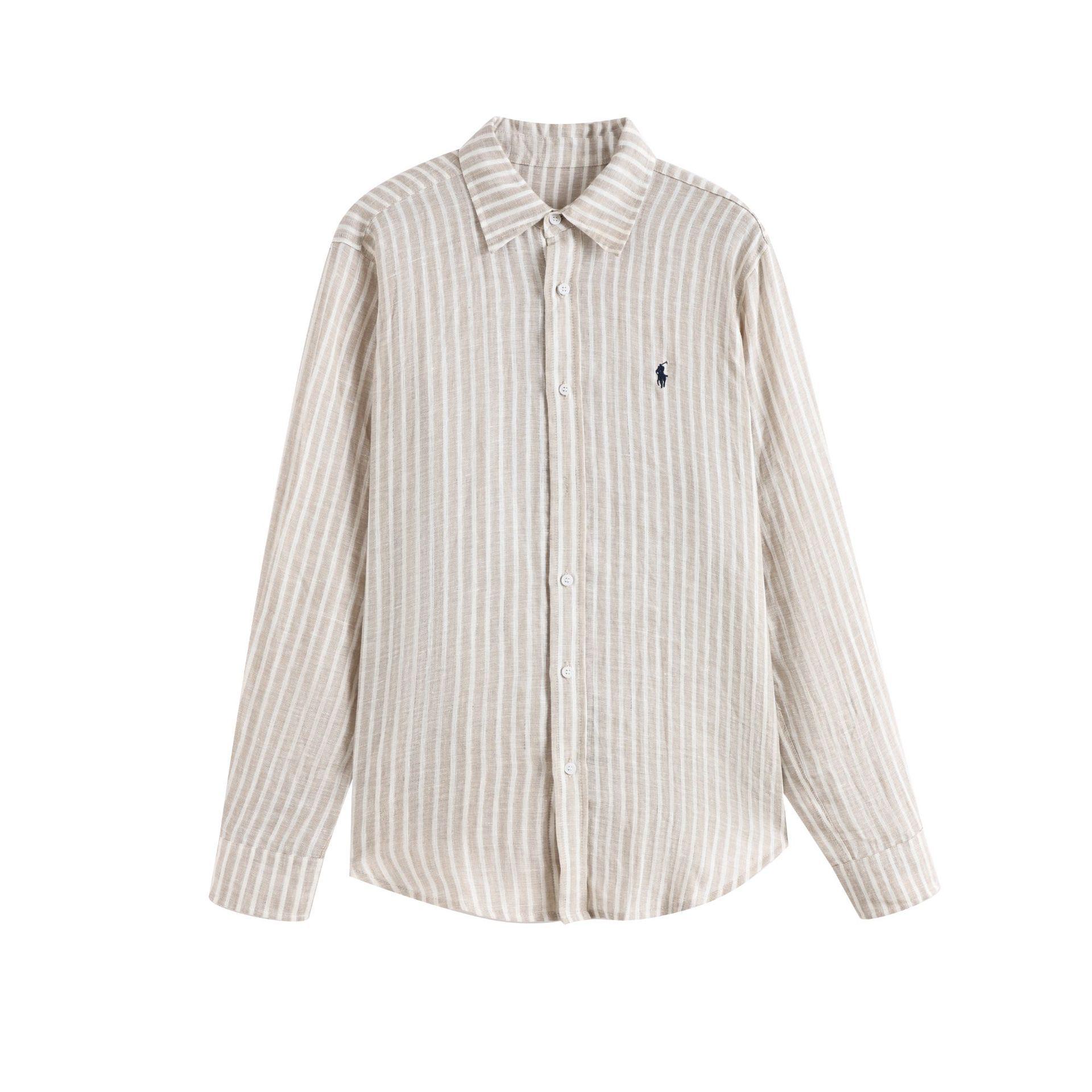 Women s Autumn Color-Striped Linen Lapel Shirt Jacket S (80-100 cm)