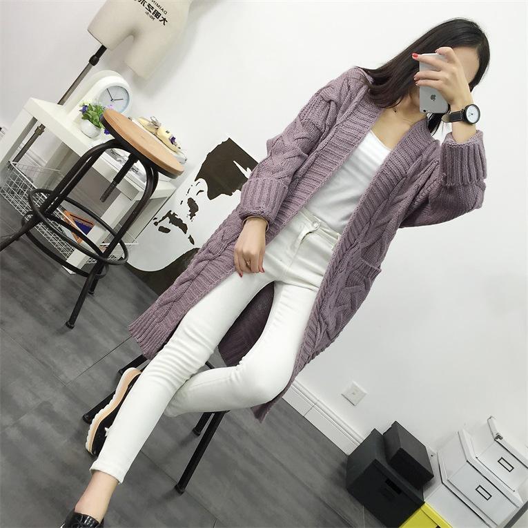 Women's European Style Twist Cable Knit Cardigan Sweater