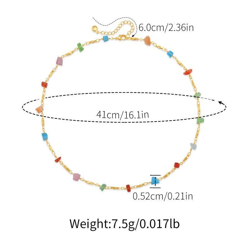 Boho Colorful Crystal Beaded Gold Plated Clavicle Necklace For Women