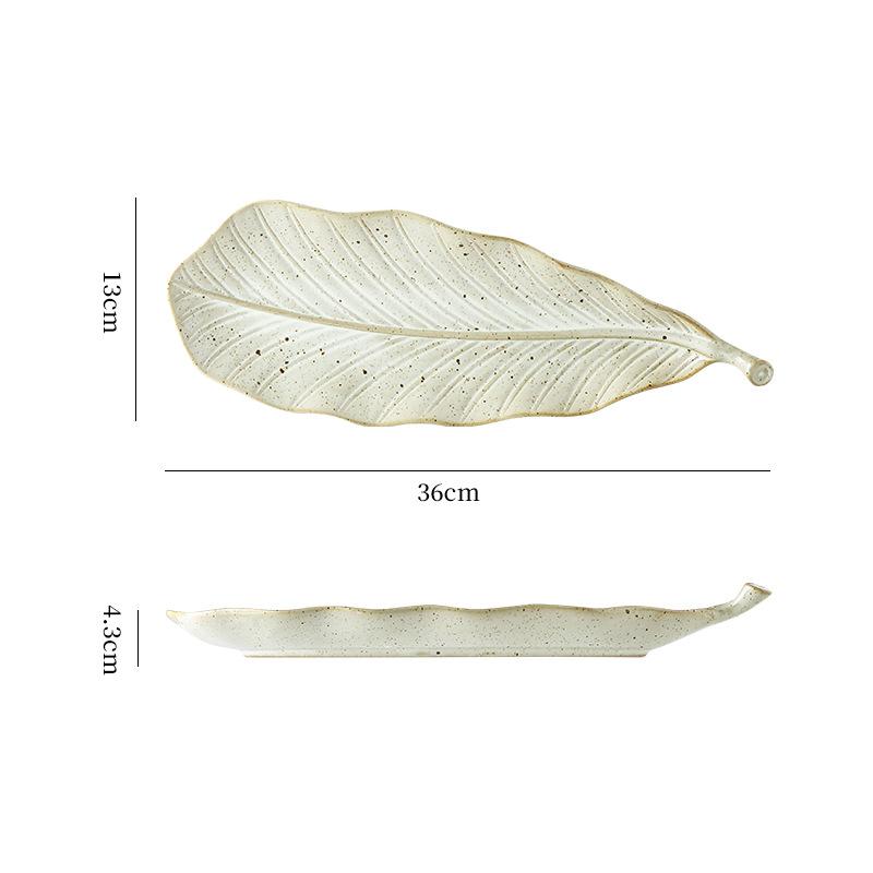 Retro Einfache Blatt Sushi-Platte Keramik Ofenwechsel Haus Restaurant Hotel Teller Fortgeschrittener Atmosphärischer Stil