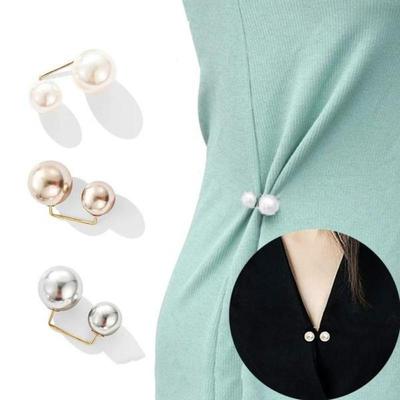 Fixed Clothes Brooch Pin Simulation Pearl Scarf Shawl Clip Buckle Sweater Cufflink Brooch Ladies Jewelry