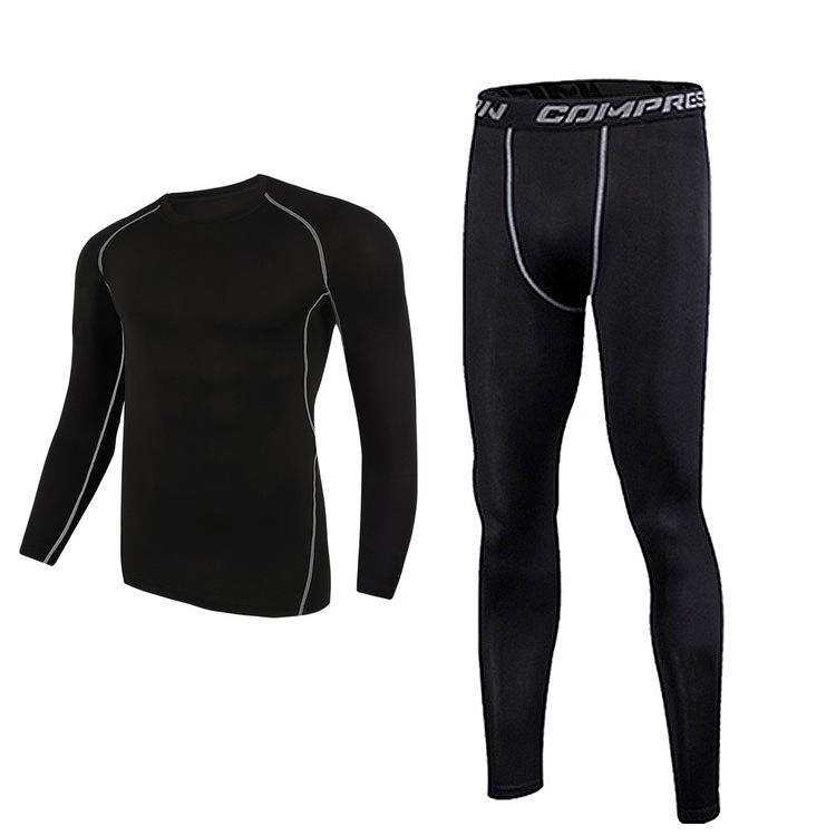 Men's Thermal Running & Ski Suit: Elastic, Warm, Breathable Quick-Dry Fitness Wear for Basketball Training in Autumn & Winter.