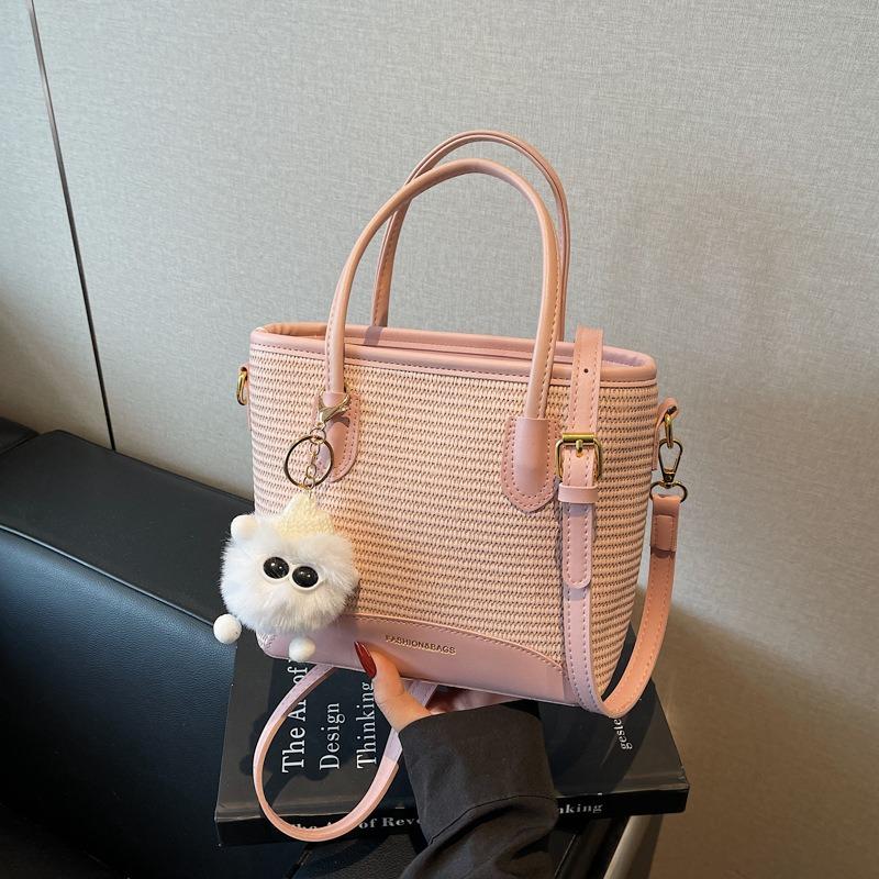 Woven Straw Bag Women's Summer New Crossbody Portable Bucket Bag Seaside Vacation Beach Bag