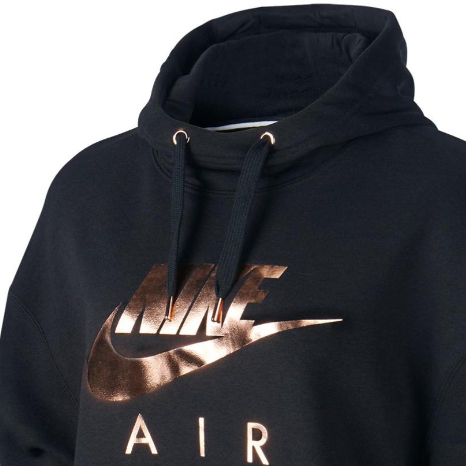 Nike Logo Print Drawstring Hooded Sweatshirt Women Sweatshirt Black CJ5002-010