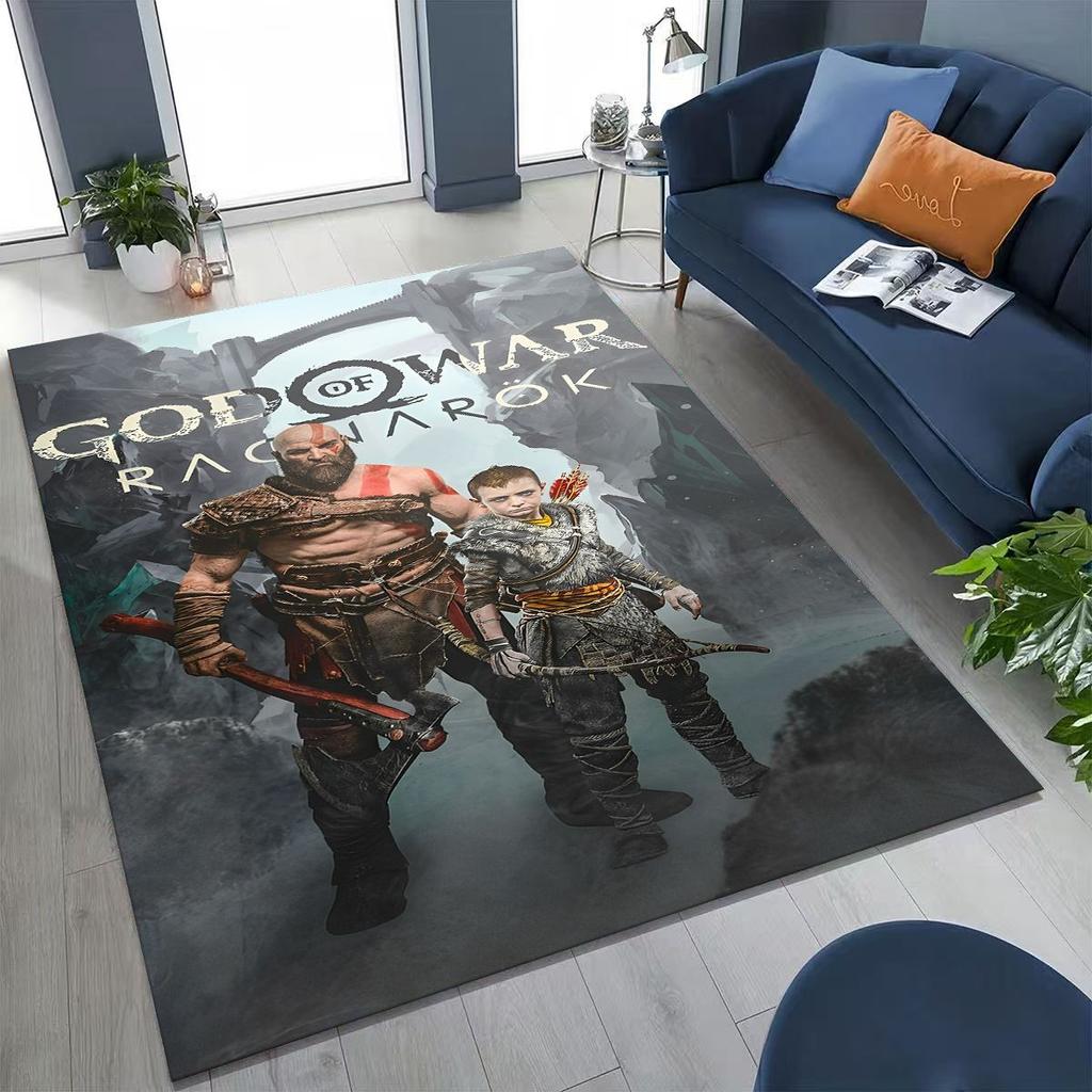 Classics God of War Kratos 3A Game Gamer Rug for Bedroom Living Room Sofa Home Doormat Decor, Large Kids Play Non-slip Floor Mat