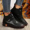 Fashion Brown PU Leather Flat Ankle Boots for Women 2024 Trend Lace Up High Top Sneakers Woman Comfy Soft Sole Casual Shoes Botas Mujer