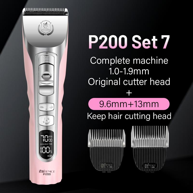 Fenice Sakura Pink Dog Hair Cutting Machine 5000mA Capacity LCD Screen Pet Dog Grooming Clipper Rechargeable Shaver Set2