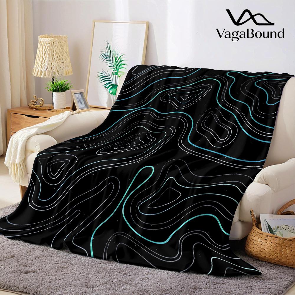 Neon Contours Flannel Blanket Warm Soft Halloween Christmas Couch Warm Cozy Decorative Decor Gift for All Season