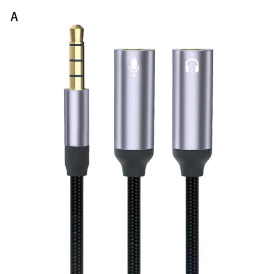 Headphone Splitter 2 in 1 High Fidelity Lossless Nylon-Braided Dual 3.5mm Male Microphone Audio to 3.5mm Female Adapter Cable Computer Accessories